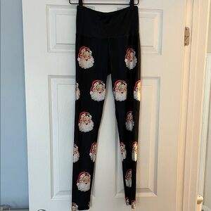 Festive Santa Print Leggings - Black, Goldsheep, size small